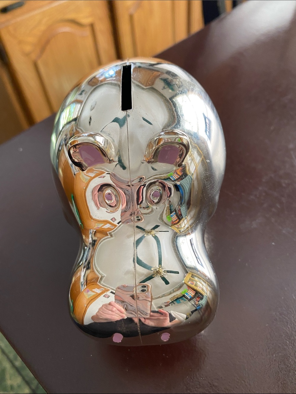 Silver Ceramic Piggy Bank - Decorative Home Accent